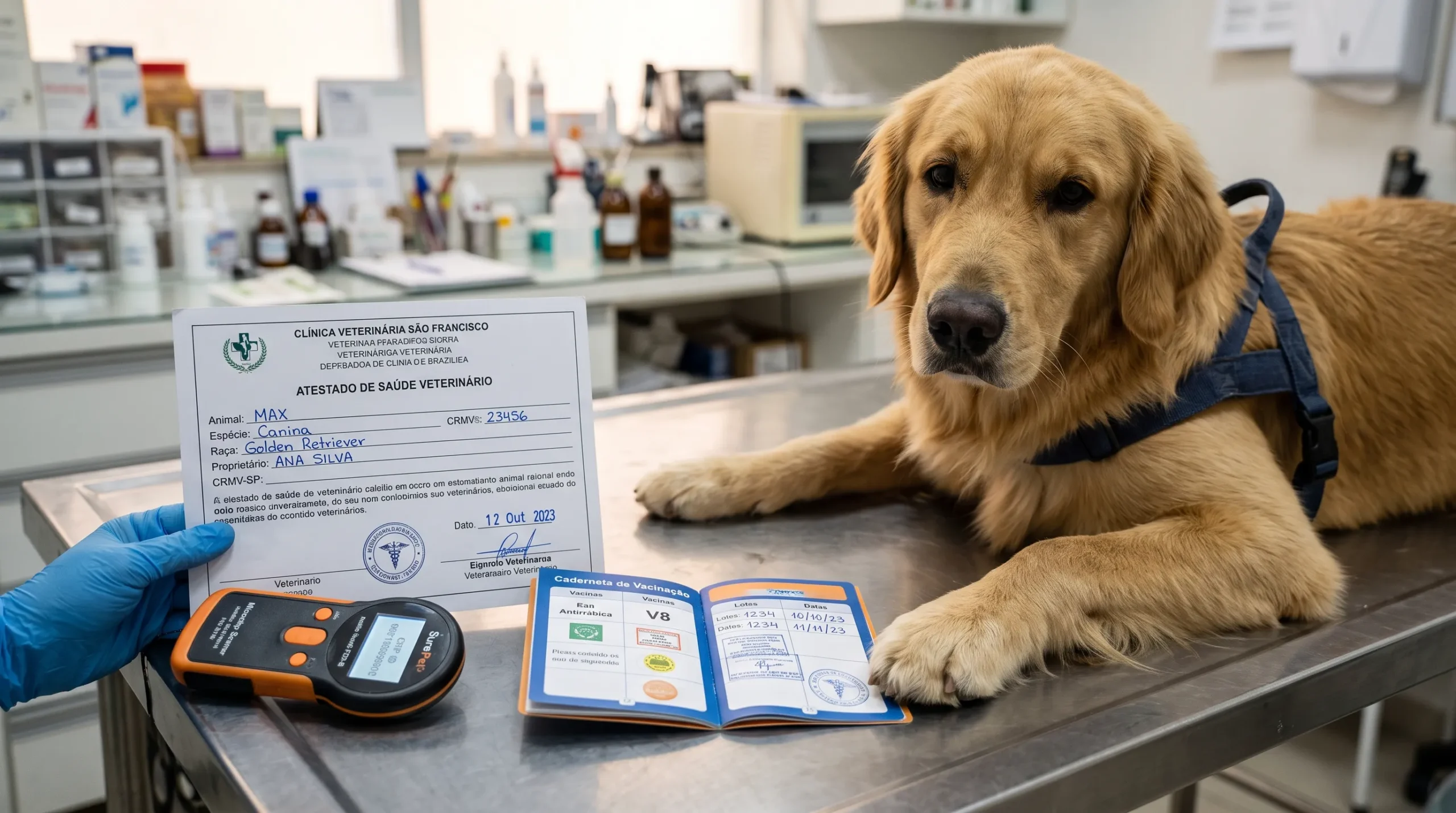 documentos para viajar com cachorro de avião — atestado veterinário e carteira de vacinação