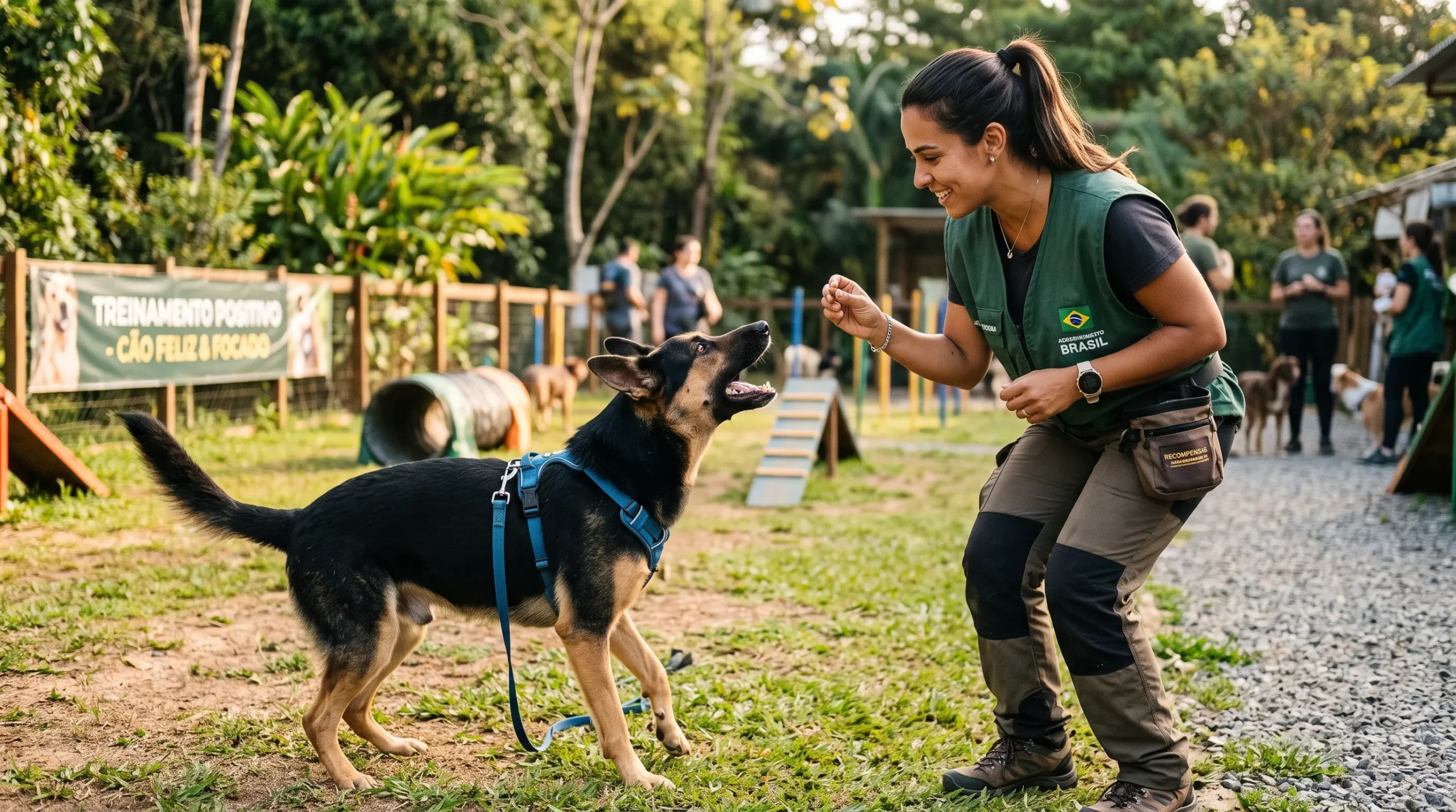 como parar cachorro de latir — adestrador usando reforço positivo e comando silêncio