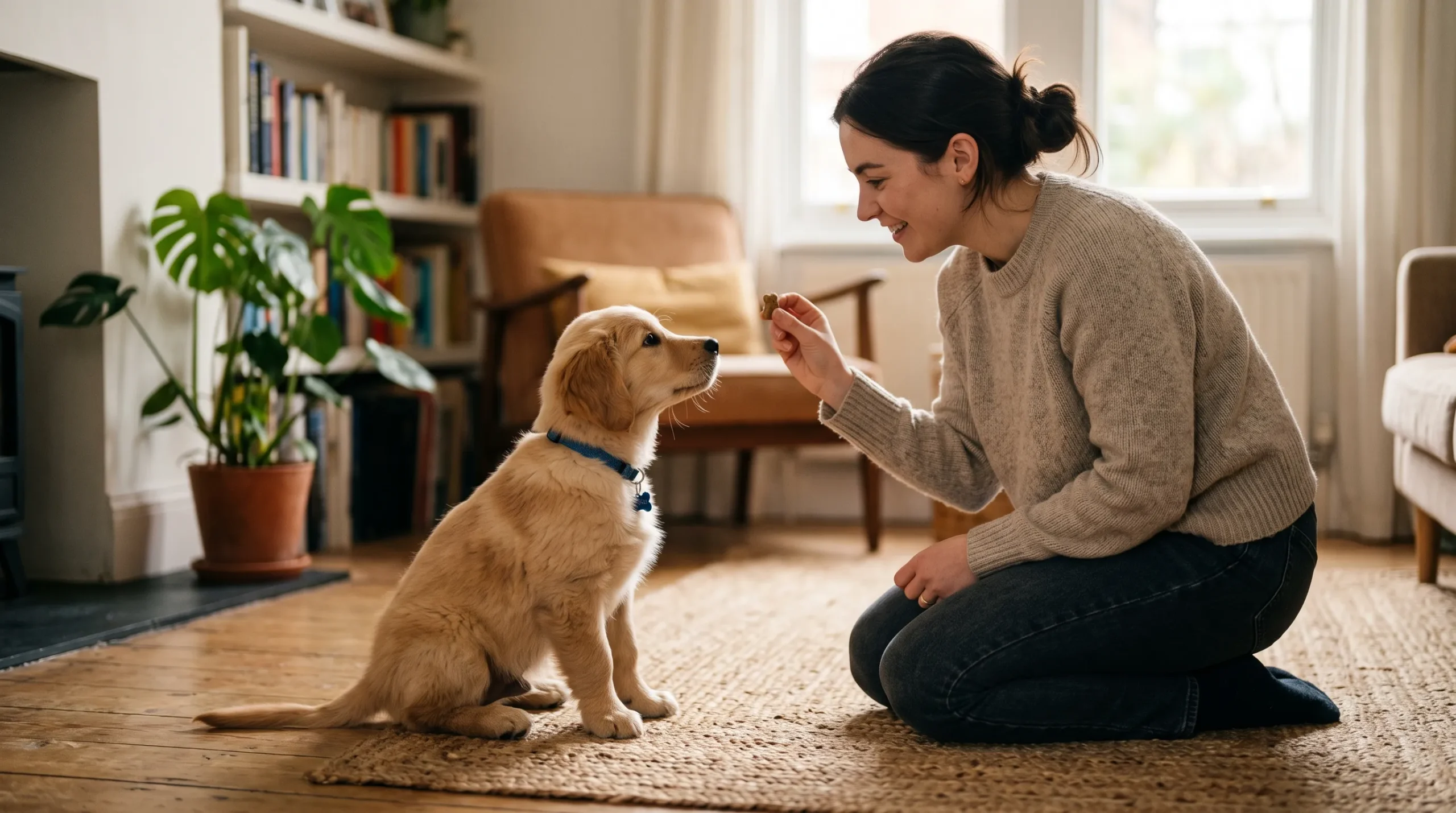 como adestrar cachorro filhote — primeira sessão de treino em ambiente calmo e seguro