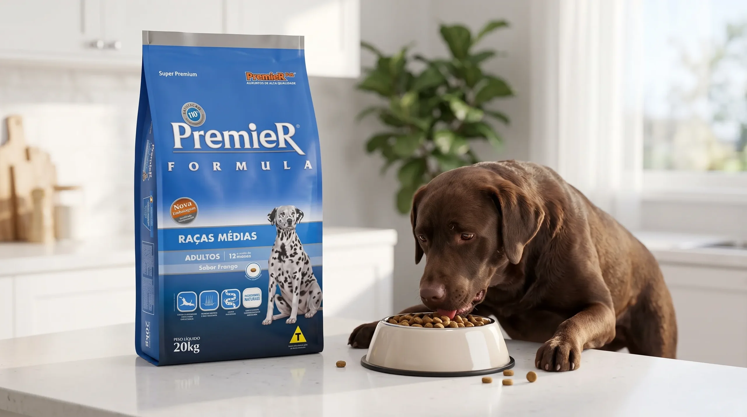 Premier Fórmula Frango 20kg — ração premium para cães adultos de raças médias
