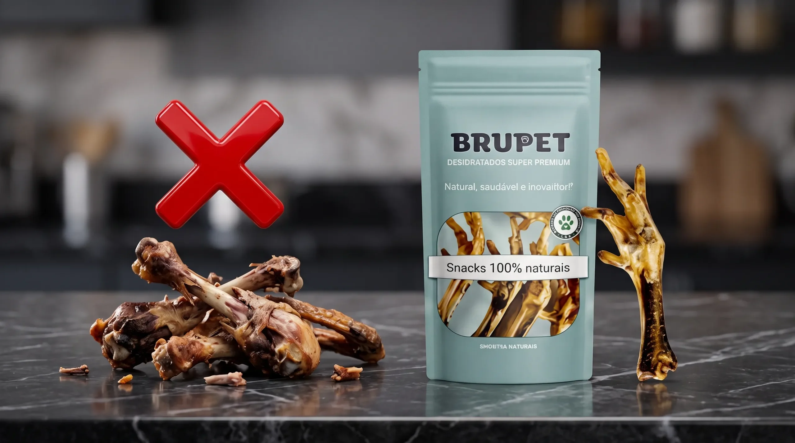 osso de frango perigoso para cachorro — alternativa segura pé de frango desidratado